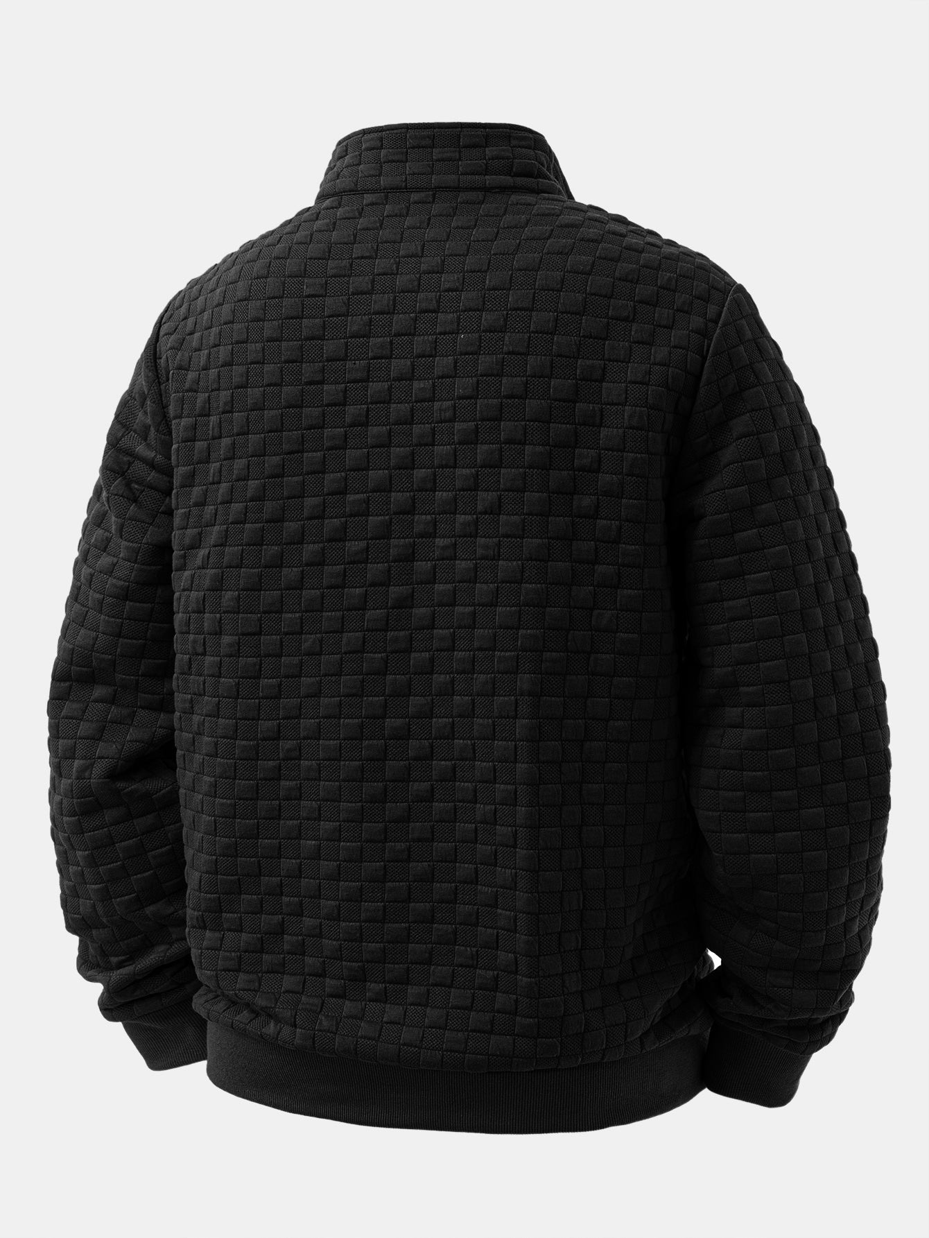 Sweat-shirt homme en jacquard à col zippé – couche texturée à coupe standard pour les week-ends d’automne