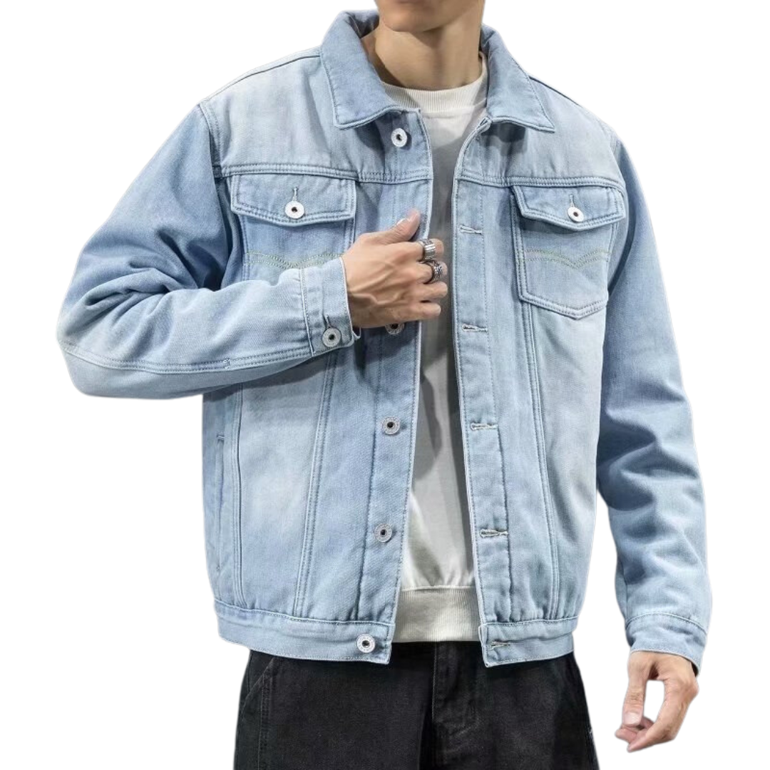 Giacca trucker da uomo in denim con fodera in pile – Strato caldo con chiusura frontale a bottoni e vestibilità comoda per tutti i giorni