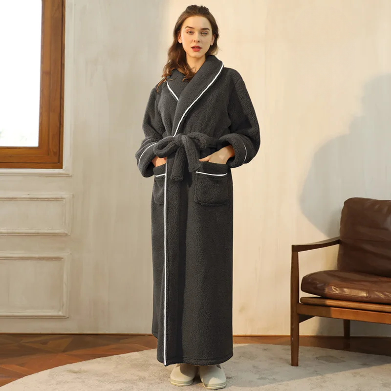 Bata de franela para mujer: bata suave con cinturón para disfrutar del confort en casa durante el invierno