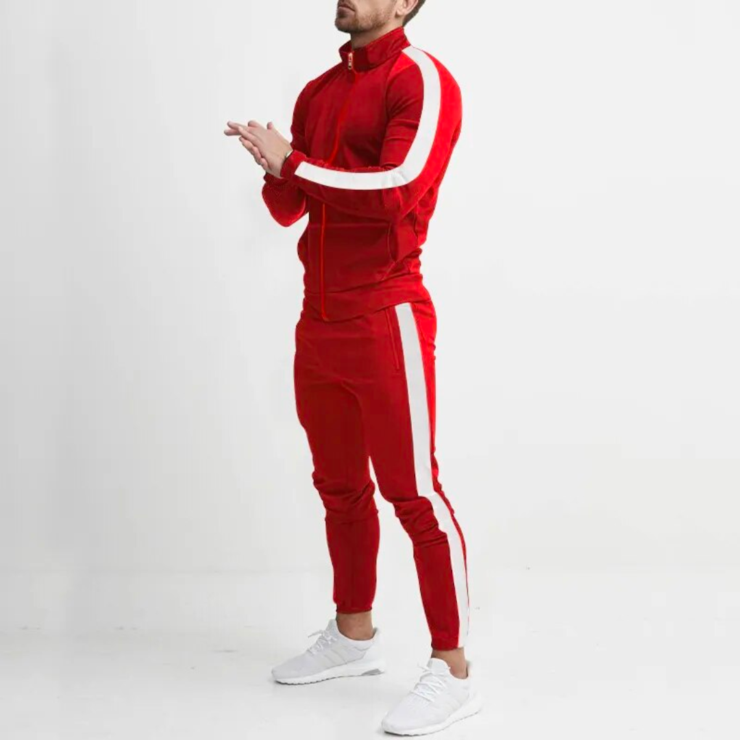 Pánská slim fit tepláková souprava – hladká sportovní bunda na zip pro aktivní i volné dny