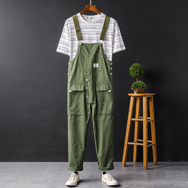 Men’s Utility Cargo Bib Overalls – Multi-Pocket Workwear for Casual Everyday Wear