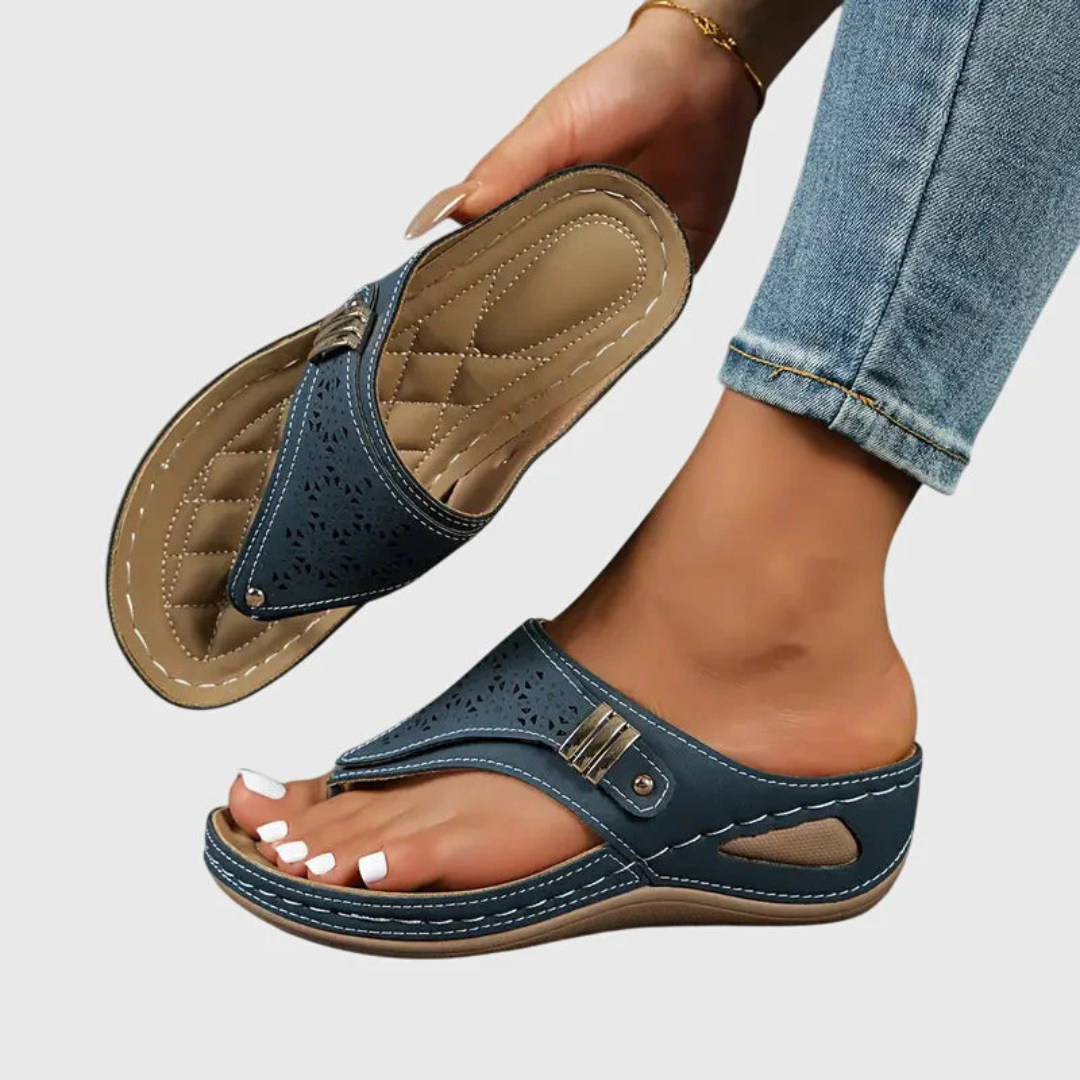 Damesandaler med polstret tårem – flade slip-on-sandaler til hverdagsbrug om sommeren