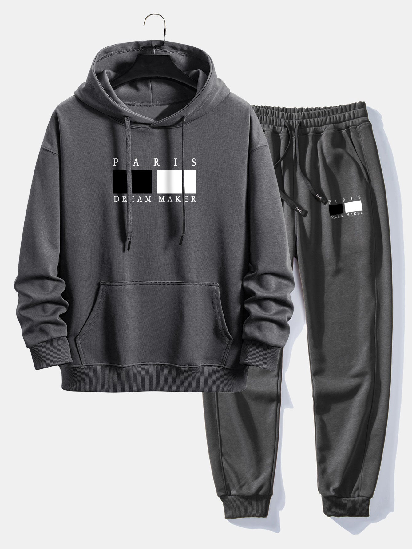 Men’s Relaxed Hoodie Tracksuit – Cotton Blend Jogger Set for Casual Everyday Wear
