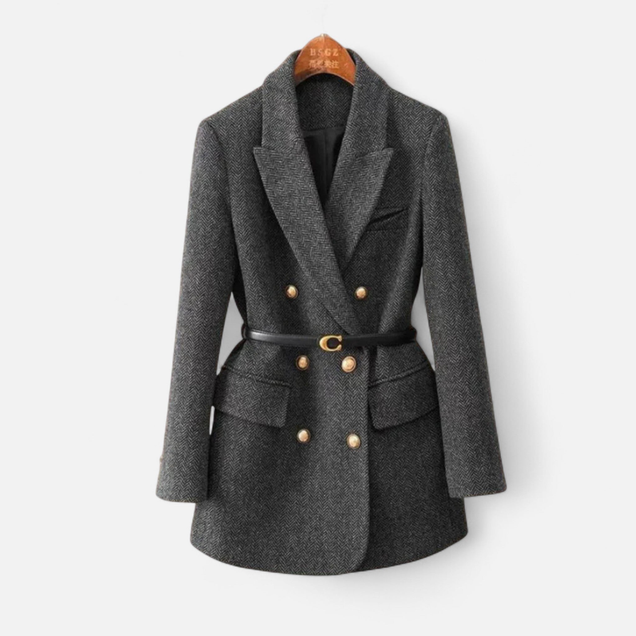 Valmonti | Women’s Tweed Coat – Double-Breasted Elegance