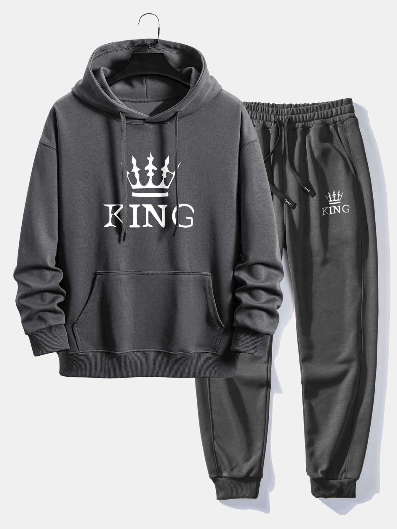 Men’s Printed Relaxed Tracksuit – Cotton Blend Hoodie Set for Streetwear and Travel