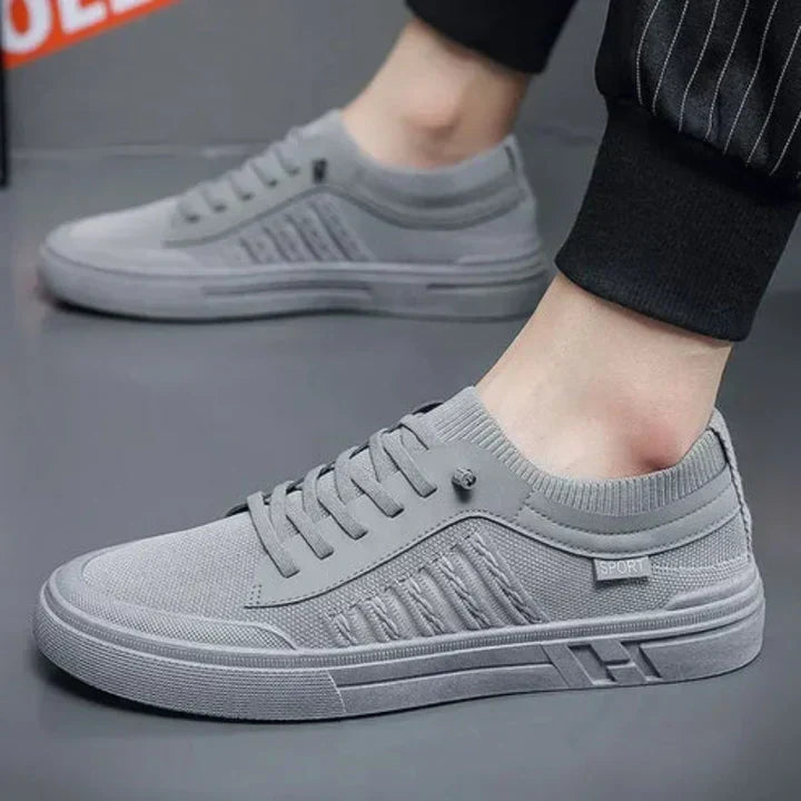 Men’s Breathable Low-Top Sneakers – Lace-Up Casual Trainers with Textured Panels for Everyday Summer and City Wear