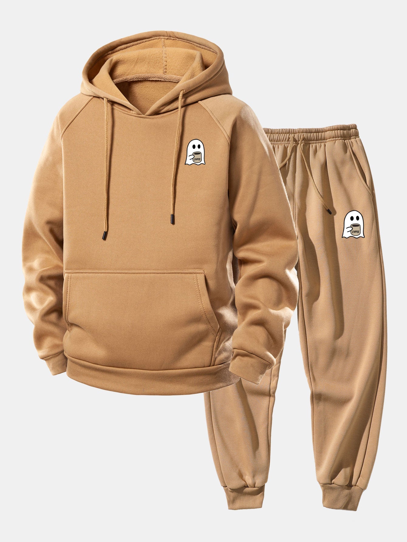Men’s Hooded Polyester Tracksuit – Relaxed Printed Set with Tapered Joggers for Casual Days