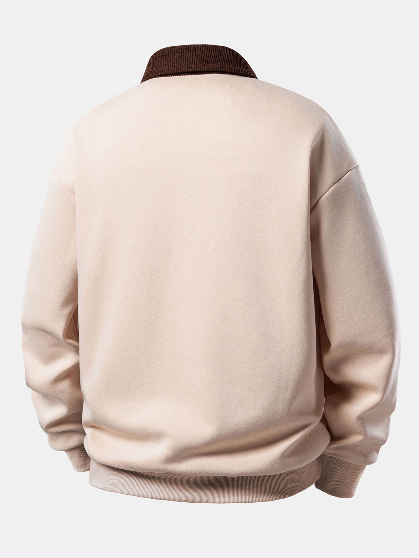 Men’s Relaxed Polo Sweatshirt with Corduroy Collar – Cotton Blend Autumn Layer