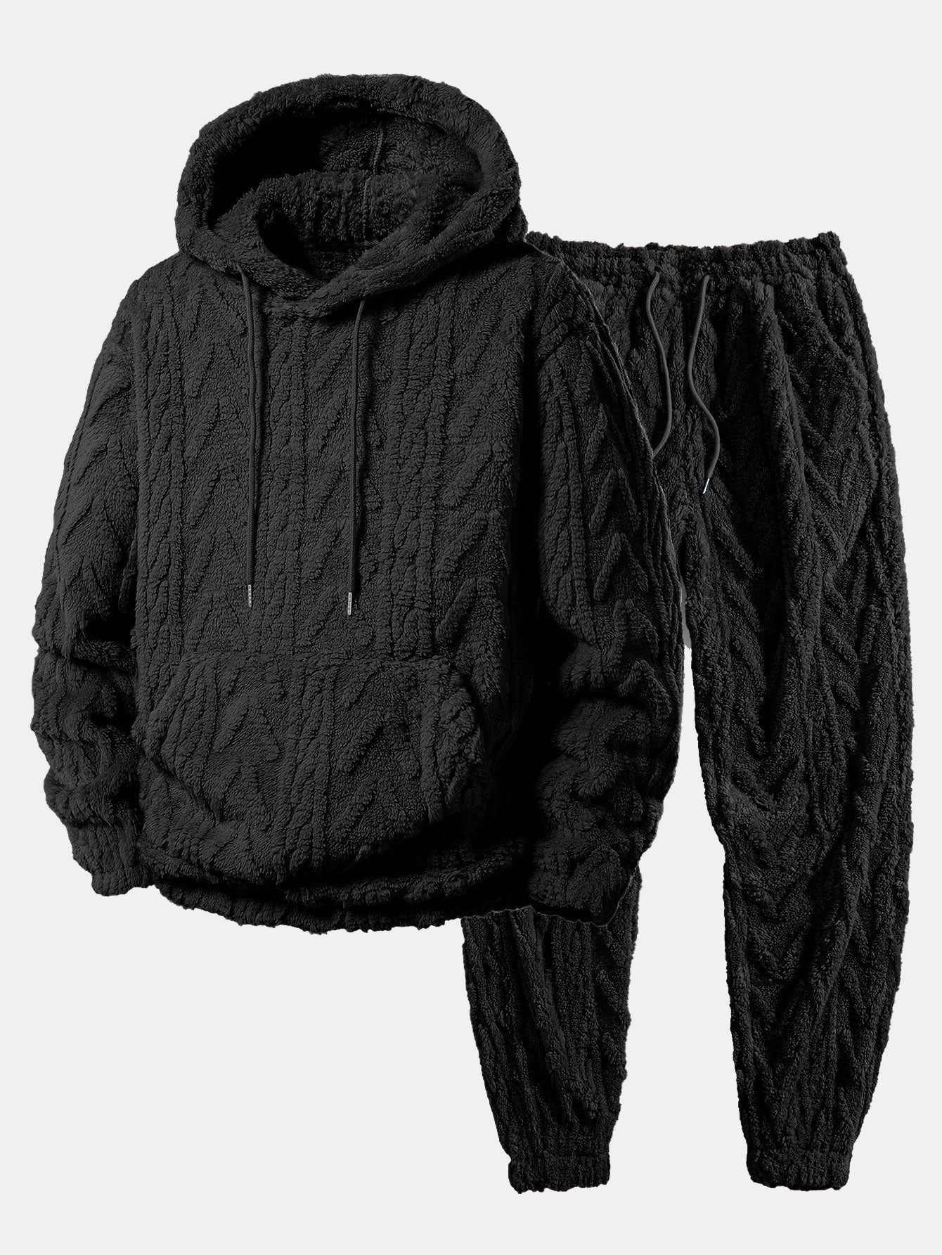 Men’s Teddy Fleece Two-Piece Set – Relaxed Hoodie and Joggers for Cold Days