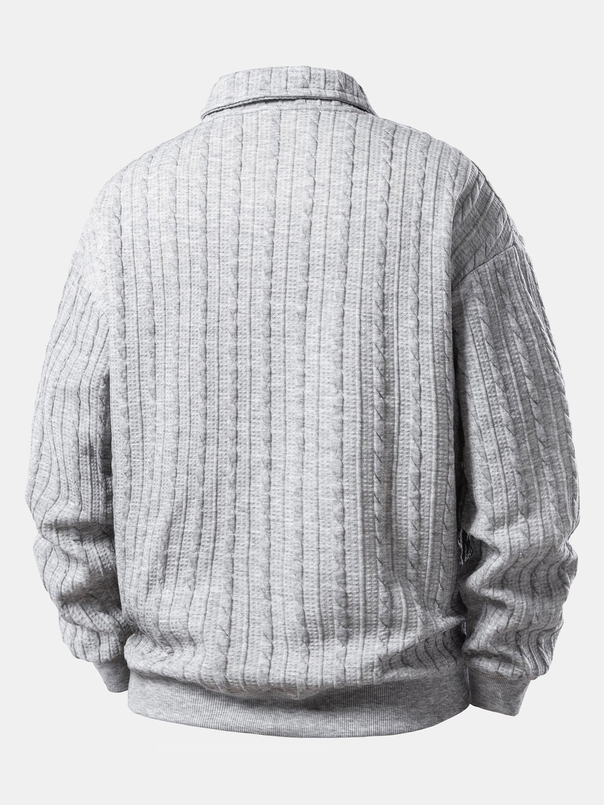 Heren polo-sweatshirt met textuur en jacquardpatroon - ruimvallende pullover met lange mouwen voor een nette, casual look