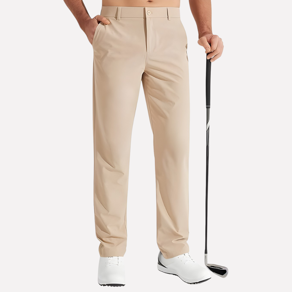 Pantaloni da golf da uomo su misura in tessuto elasticizzato ad alte prestazioni, vestibilità slim