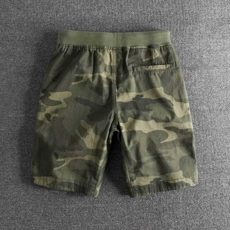 Pantalones cortos de verano para hombre con cintura elástica, cordón y puños, estampados