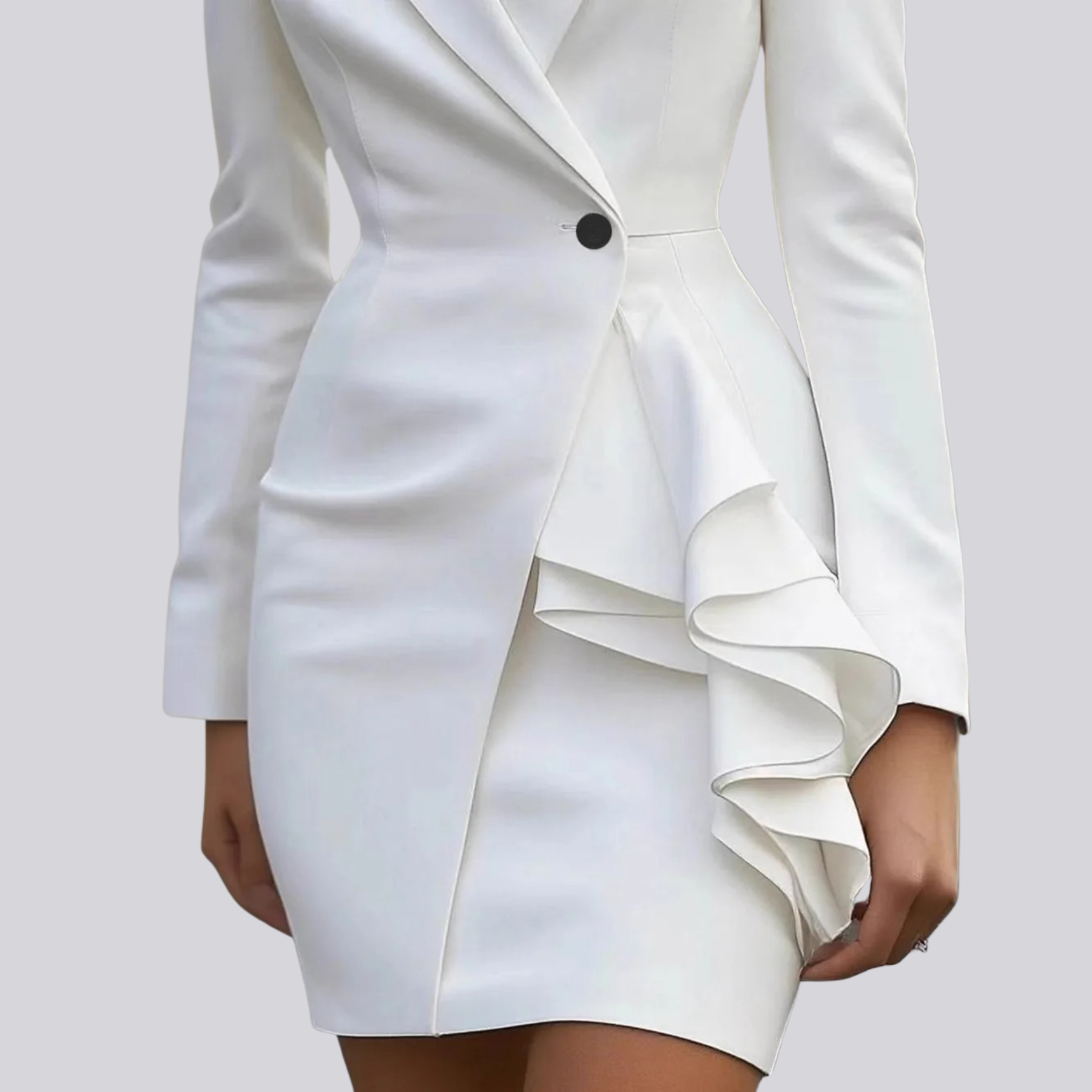 Women’s Asymmetric Blazer Mini Dress – Tailored Occasion Style with Draped Detail