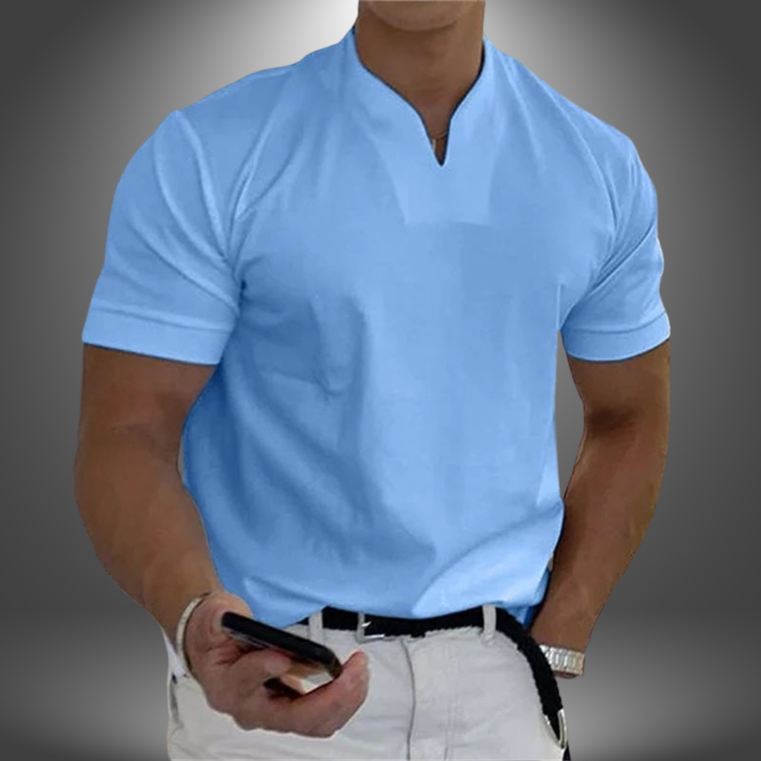 Men’s Short Sleeve V-Neck Tailored Casual Summer Shirt