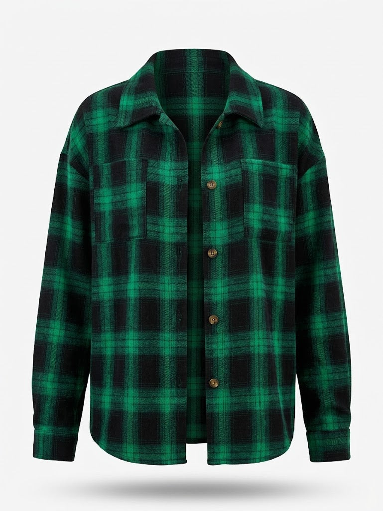 Oversized skjorte med print til kvinder – afslappet stil med knapper foran til lag-på-lag-look i hverdagen