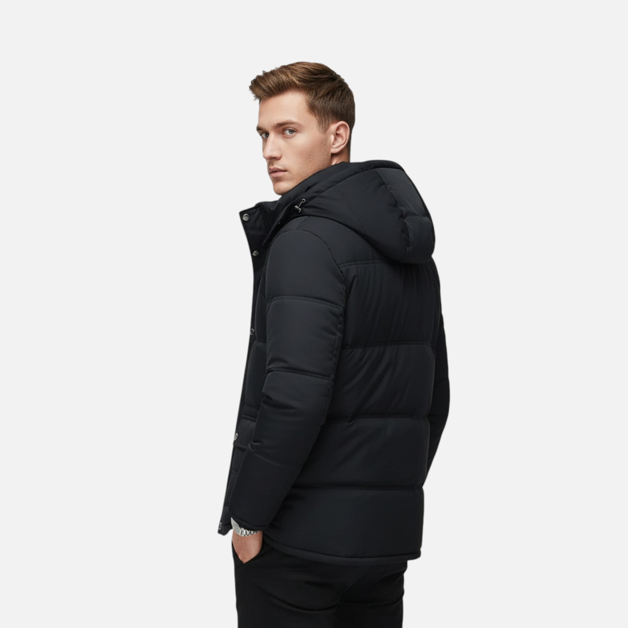 Valmonti | Men’s Cotton-Padded Hooded Jacket with Fur Lining
