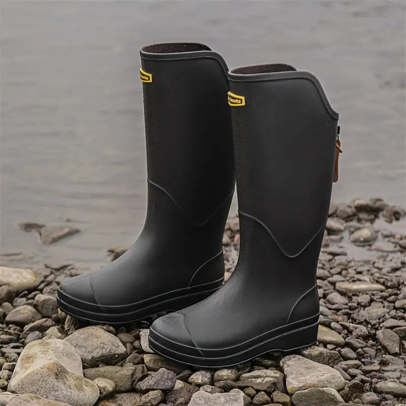 Botas Wellington altas de mujer con cañas contorneadas – Calzado de exterior fácil de poner para el campo y el jardín