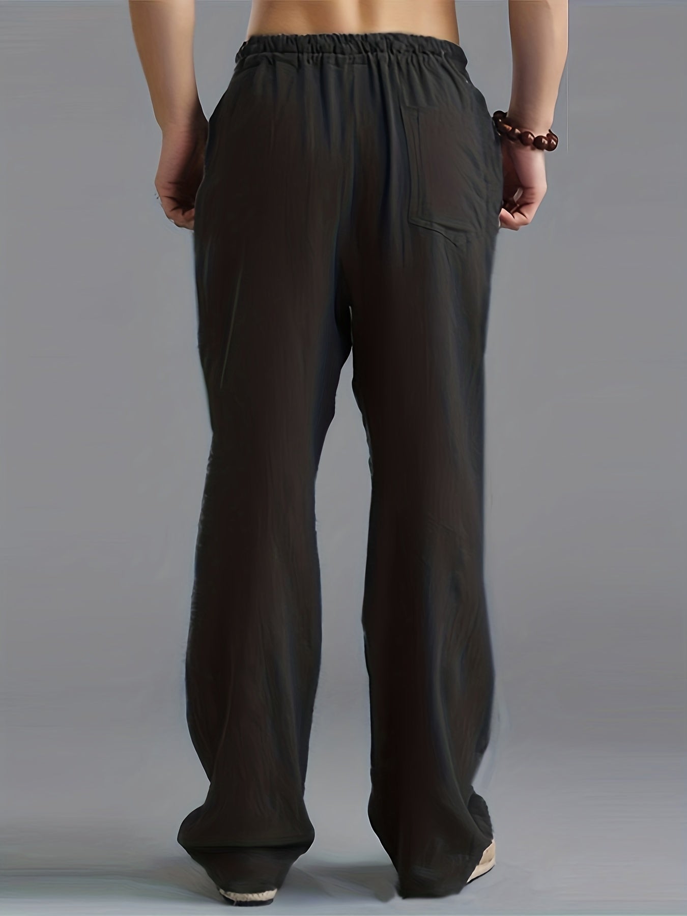 Men’s Relaxed Linen Trousers – Breathable Elastic-Waist Pants for Casual Summer Wear