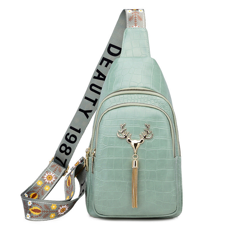 Bolso bandolera para mujer con correa estampada y textura encantadora