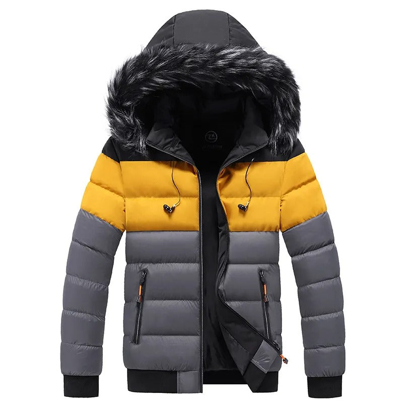 Doudoune thermique pour homme à capuche bordée de fourrure – Vêtement d’extérieur hivernal isolant pour une utilisation quotidienne et les activités en plein air par temps froid