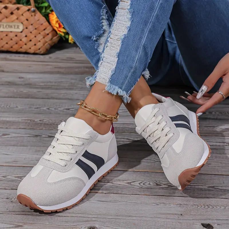 Zapatillas retro para mujer – zapatillas ligeras con cordones para el uso diario informal