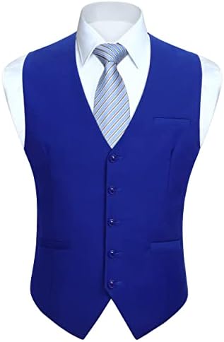 Chaleco formal liso para hombre con cuello en V y bolsillos de ribete - Chaleco de traje clásico con botones para bodas y vestimenta de negocios