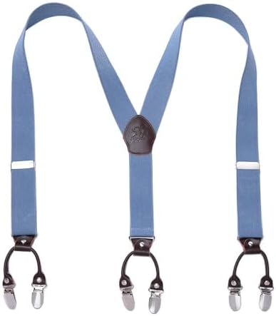 Men’s Checked Y-Back Braces – Adjustable Six-Clip Suspenders for Smart and Formal Styling