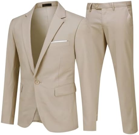 Men’s Wrinkle-Resistant Two-Piece Suit – Slim Tailoring for Business and Weddings