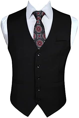 Chaleco formal liso para hombre con cuello en V y bolsillos de ribete - Chaleco de traje clásico con botones para bodas y vestimenta de negocios