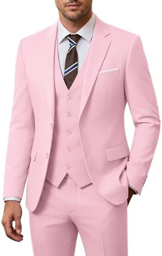 Fato de casamento de três peças para homem – corte justo com dois botões para eventos formais