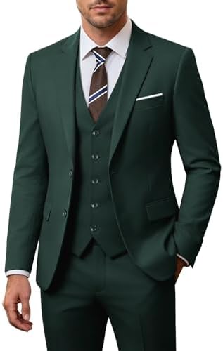 Fato de casamento de três peças para homem – corte justo com dois botões para eventos formais
