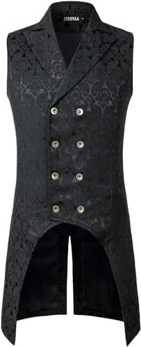 Miesten kaksirivinen steampunk-hännystakki-liivi käänteillä – kapealinjainen goottilaistyylinen asu halloween-juhliin ja cosplayhin