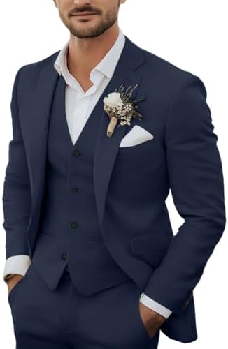 Fato de linho leve de três peças para homem – conjunto de verão de corte elegante para casamentos e eventos formais