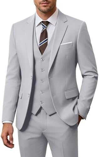 Fato de casamento de três peças para homem – corte justo com dois botões para eventos formais