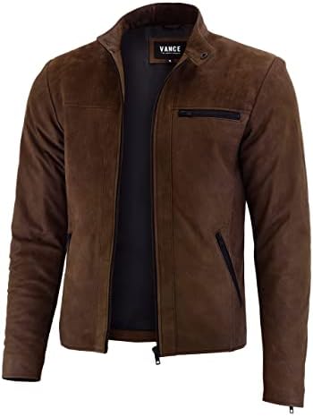 Giacca racer uomo in vera pelle d'agnello - Capo essenziale con collo a bottoni automatici e chiusura con zip, dettagli minimali sulle tasche, per gli spostamenti autunnali, serate smart casual e look quotidiani in città