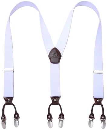 Men’s Checked Y-Back Braces – Adjustable Six-Clip Suspenders for Smart and Formal Styling