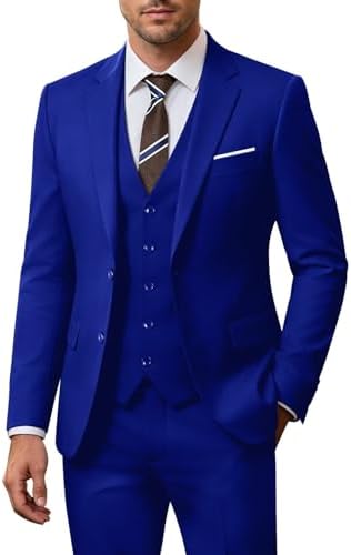 Fato de casamento de três peças para homem – corte justo com dois botões para eventos formais