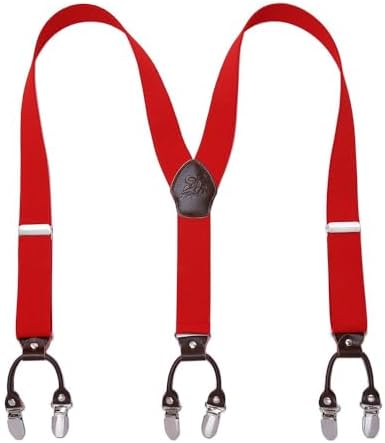 Men’s Checked Y-Back Braces – Adjustable Six-Clip Suspenders for Smart and Formal Styling