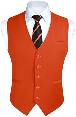 Chaleco formal liso para hombre con cuello en V y bolsillos de ribete - Chaleco de traje clásico con botones para bodas y vestimenta de negocios