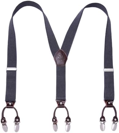 Men’s Checked Y-Back Braces – Adjustable Six-Clip Suspenders for Smart and Formal Styling