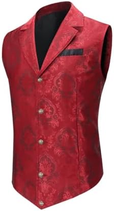 Pánska vintage gotická steampunková vesta - elegantná paisley brokátová obleková vesta so zúbkovo tvarovanými klopami na svadby a formálne príležitosti inšpirované viktoriánskym štýlom