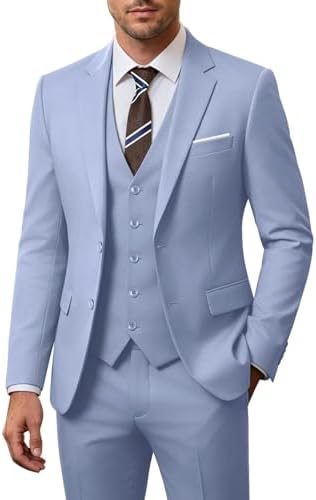 Fato de casamento de três peças para homem – corte justo com dois botões para eventos formais