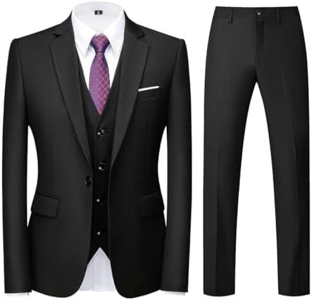 Men’s Three-Piece Tailored Suit – Slim Formal Set for Weddings and Business