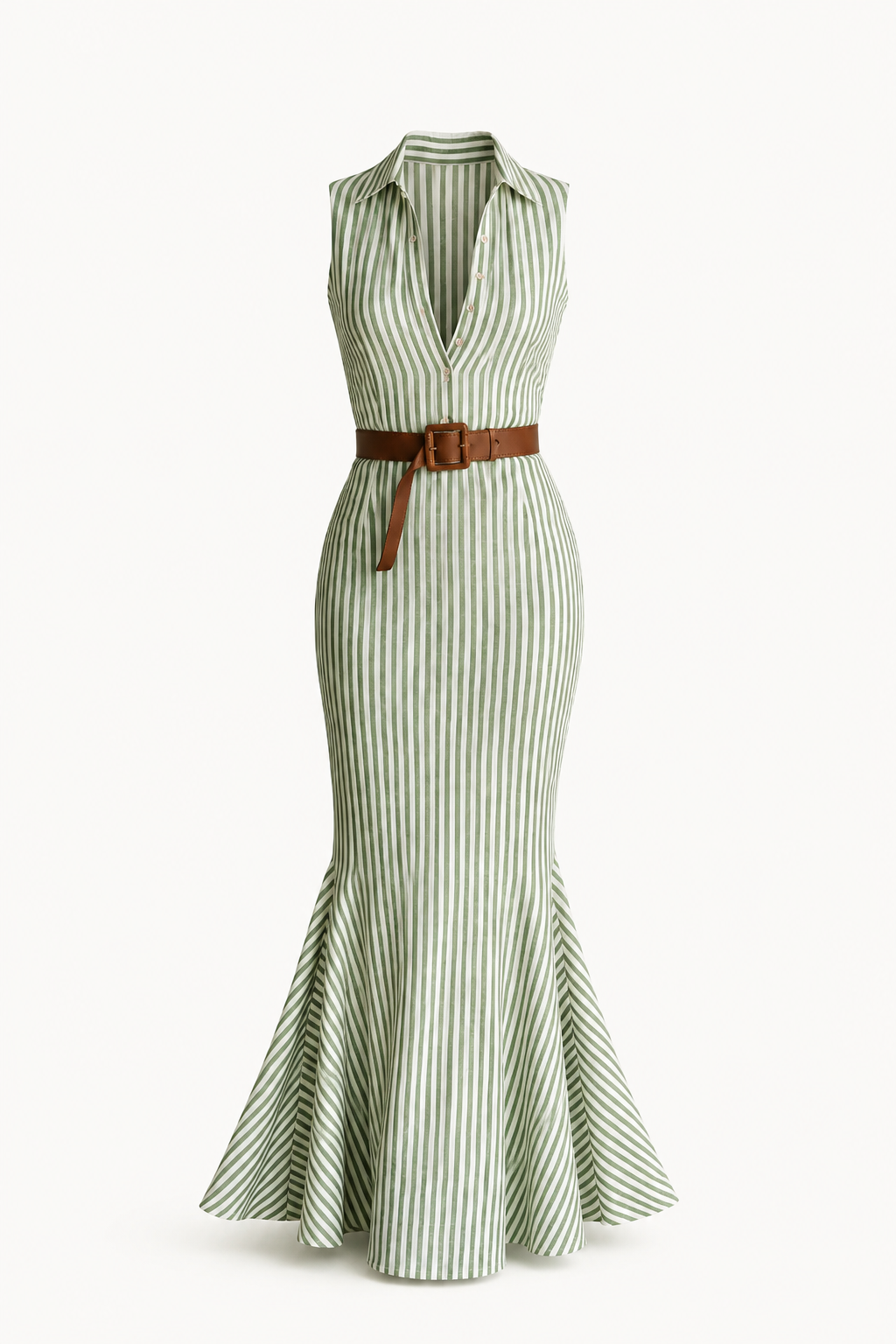 Women’s Collared Mermaid Maxi Dress – Sleeveless Summer Style for Holidays and Smart Casual Events