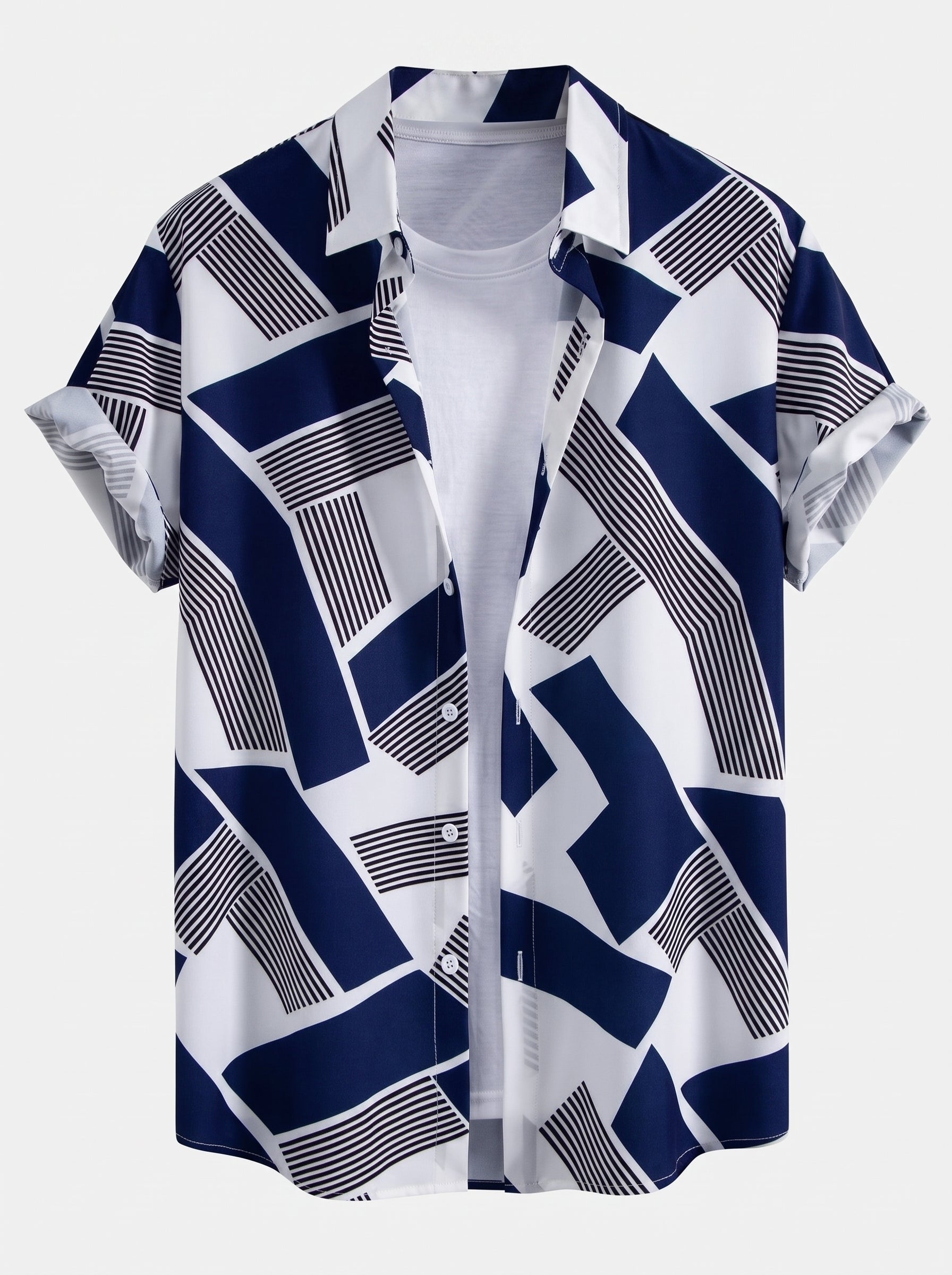 Men’s Printed Shirt Co-Ord – Crinkle Straight-Leg Trousers for Weekend Travel