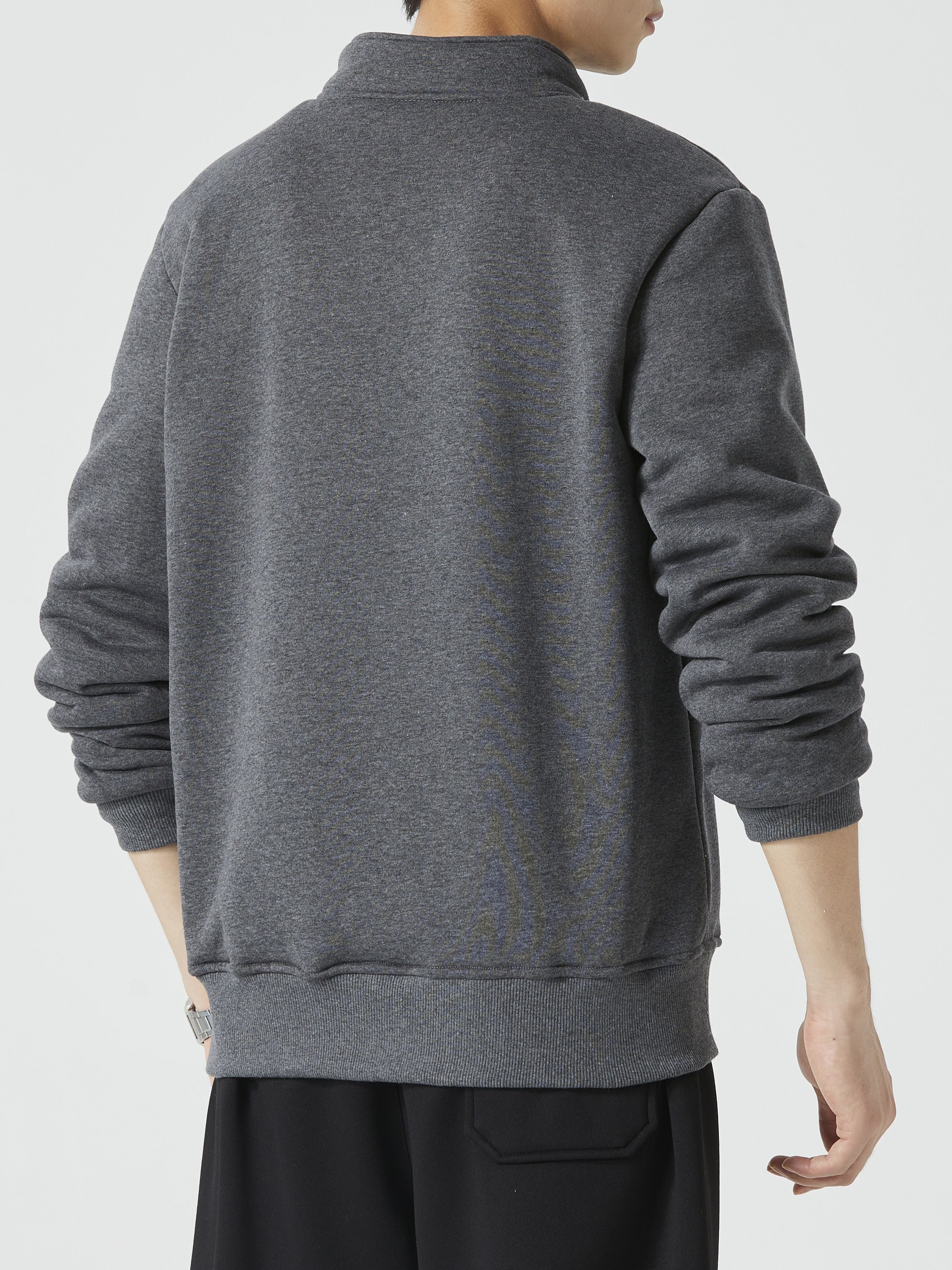 Sudadera de hombre con cremallera de un cuarto y forro polar – Capa cálida con cuello alto para otoño e invierno
