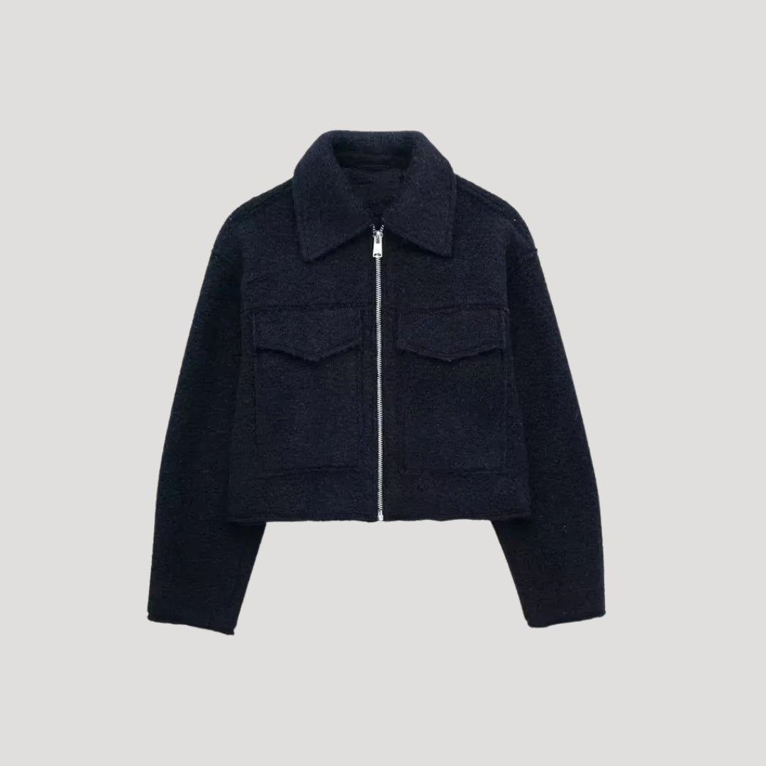 Damenjacke mit verkürztem Schnitt und Reißverschluss – strukturierte Winterjacke für Alltag und Stadt