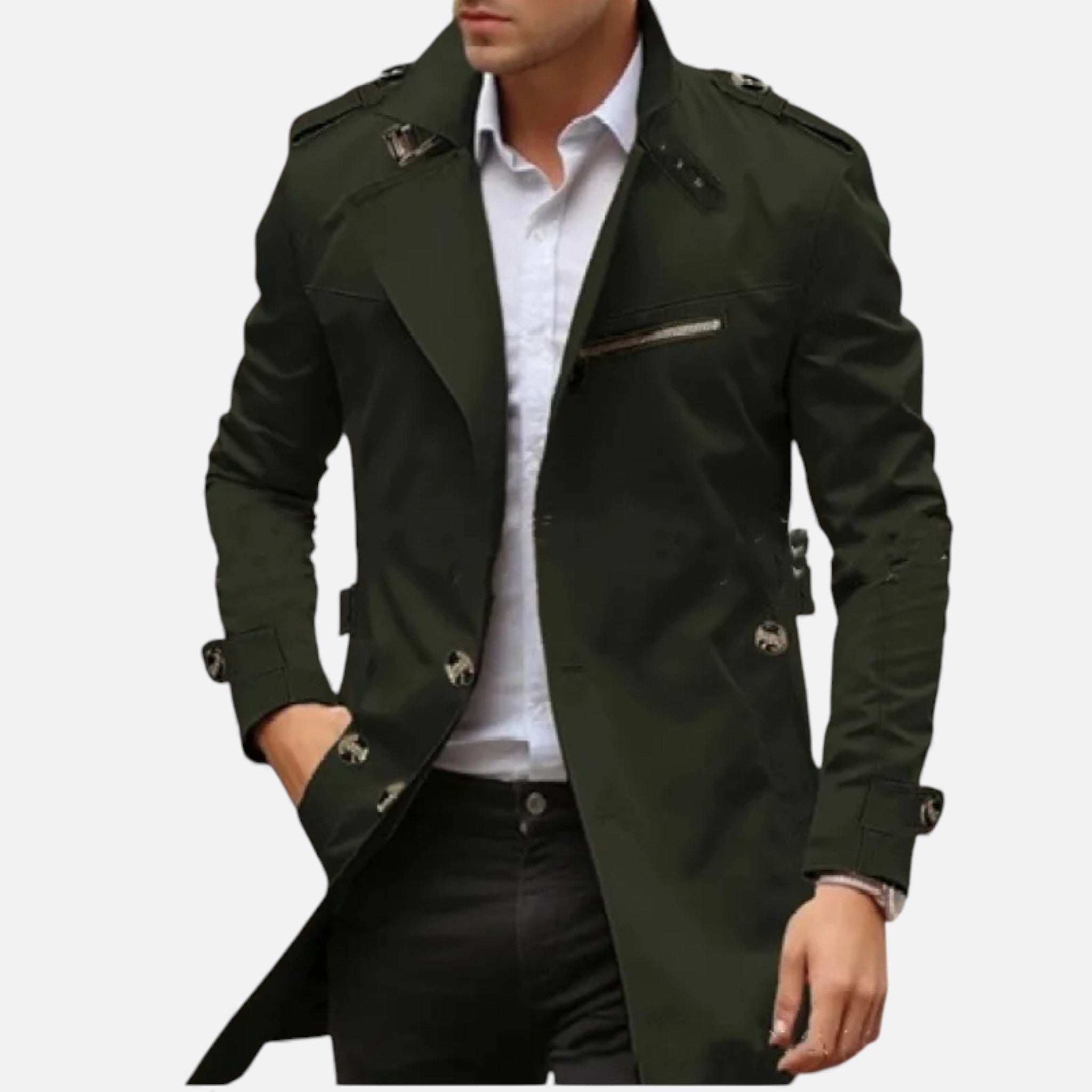 Valmonti | Men’s Lapel Casual Coat – Classic Mid-Length Jacket