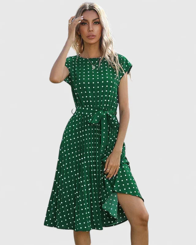 Abito midi da donna con cintura e stampa – stile estivo valorizzante per il giorno e le occasioni