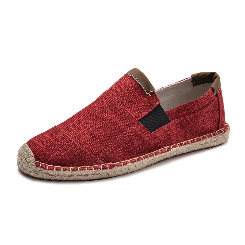 Leichte Espadrille-Loafer aus Canvas für Herren – Sommerliche Schlupfschuhe mit geflochtener Seilsohle und elastischen Einsätzen
